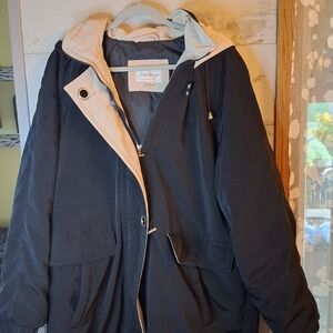 Womans Giorgio Morandi 1x Black Womans Winter Coat Tan Trim